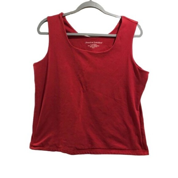 Women's Medium Tank Top Jessica London Red Cotton/Spandex - Picture 1 of 2